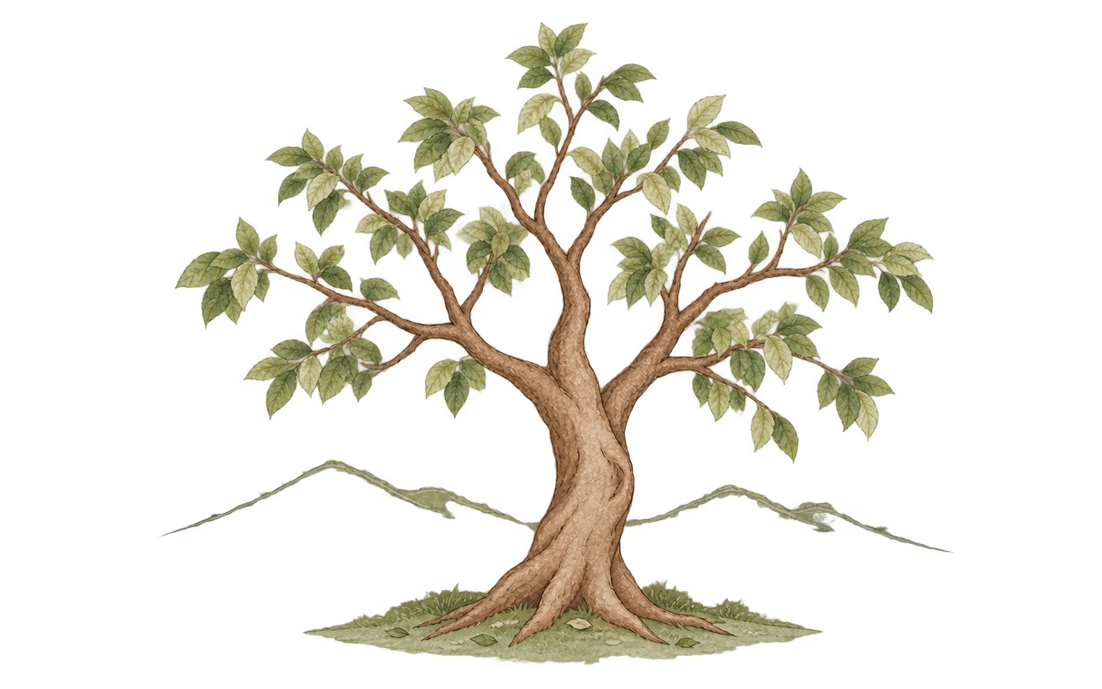 A tree with a light canopy of green leaves and open spaces revealing its branches